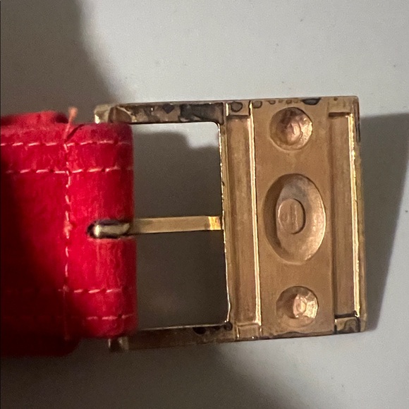 Vintage R.J. Graziano Designer Belt | Red Suede with Gold Hardware main image 6